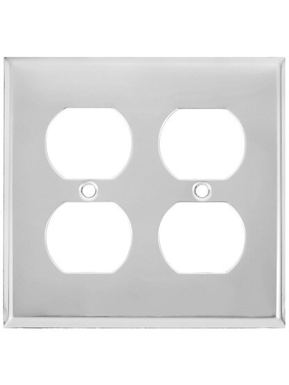 Classic Double Duplex Cover Plate In Polished Chrome.